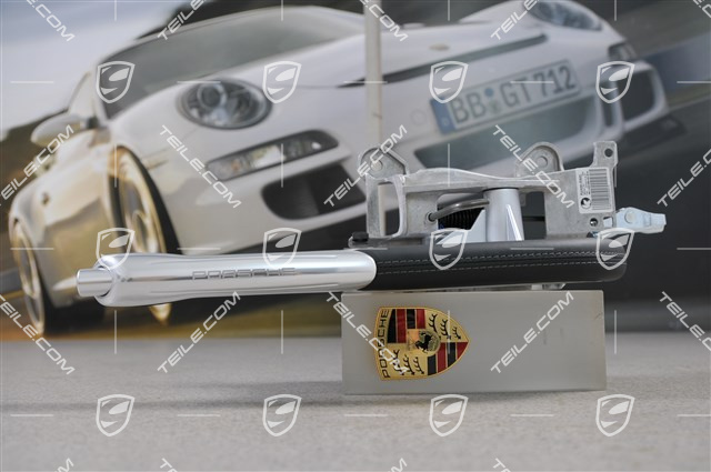 Handbremshebel Aluminium, schwarzes Leder