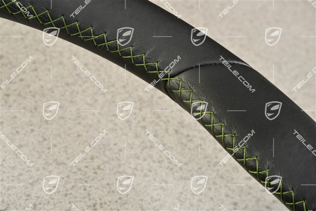 Sports Steering wheel GT leather, multifunction, heated, black/black leather, green thread