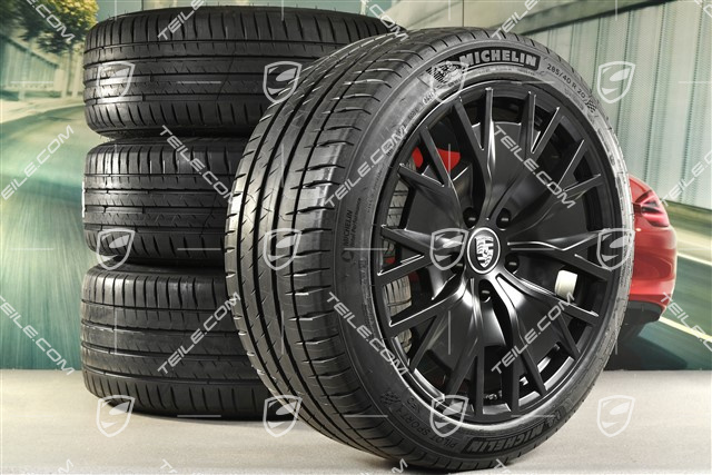 20-inch Turbo S Aero Design summer wheel set, rims 9J x 20 ET54 + 11J x 20 ET60, Michelin summer tyres 245/45 R20 + 285/40 R20, in black satin-mat