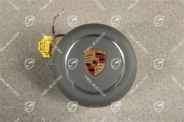 Airbag unit, steering wheel, Leather, Slate grey