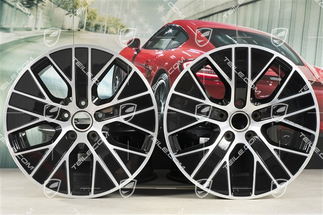 20" komplet felg Turbo Aero, 9J x 20 ET54 + 11J x 20 ET60, czarny wysoki połysk + frezowana powierzchnia