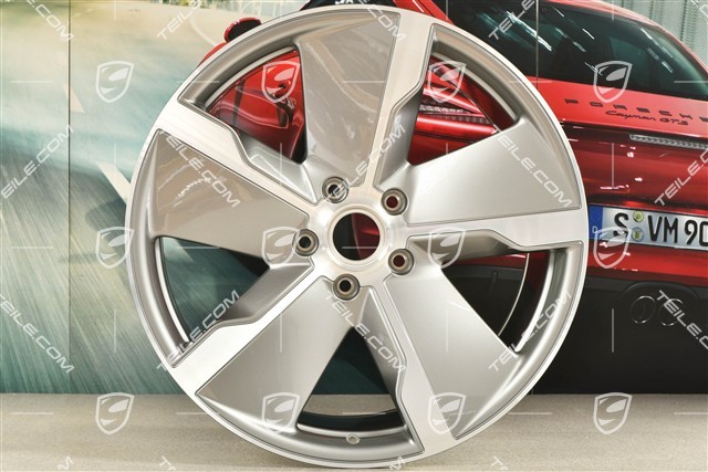 21" Felge Taycan Exclusive Design, 11,5J x 21 ET66, platinsilber, hinten, L