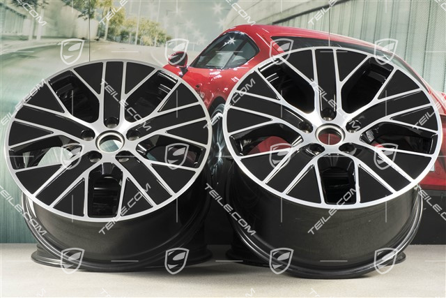 20" komplet felg Turbo Aero, 9J x 20 ET54 + 11J x 20 ET60, czarny wysoki połysk + frezowana powierzchnia