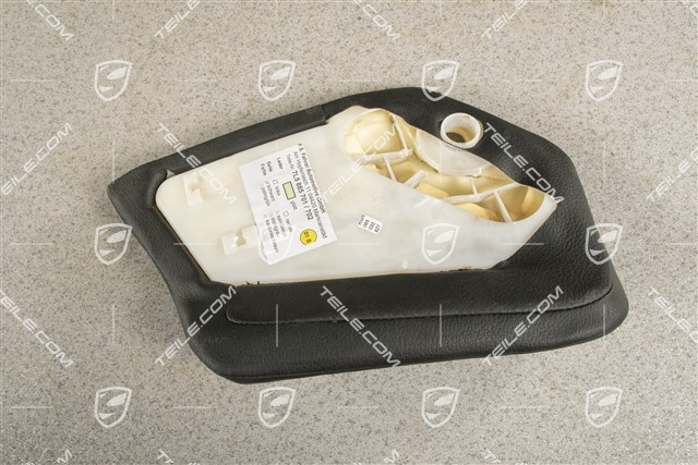 Rear seat cushion pad, Leather, Black, L