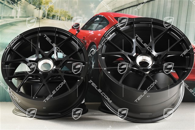 20"+21" GT3RS komplet felg, felgi 10J x 20 ET45 + 13J x 21 ET31, czarny satynowy mat