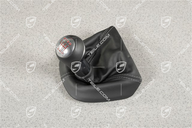 Shift lever / gearshift knob, Black, Leather, Cayman R