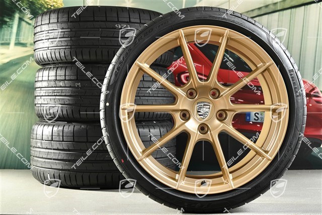 20" 718 Sport koła letnie komplet, felgi 8,5J x 20 ET57 + 10,5J x 20 ET47 + opony letnie Pirelli 235/35 ZR20 + 265/35 ZR20, z czujnikami ciśnienia, aurum satynowy półmat