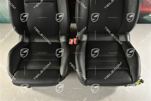 Seats, el. adjustment, Porsche logo, leather, Black, set (L+R)