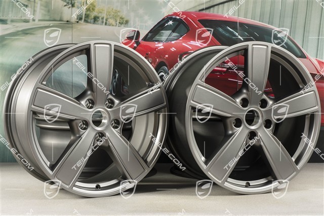 20-inch wheel rim set, Cayenne Sport Classic Comfort, 9J x 20 ET50 + 10,5J x 20 ET64, Platinum satin-matt