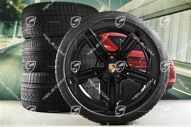 21" Mission E Design winter wheel set, rims 9,5J x 21 ET60 + 11,5J x 21 ET66 + NEW Continental Winter Contact TS860 S winter tyres 265/35 R21 + 305/30 R21, black high gloss