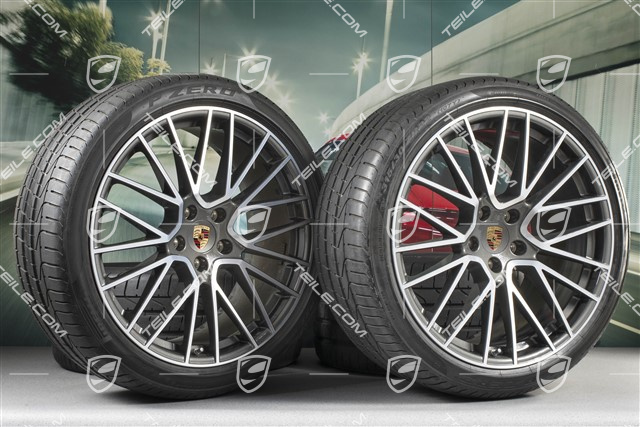 22" Cayenne Coupé RS Spyder Sommerräder Satz, Felgen 10J x 22 ET48 + 11,5J x 22 ET52 + Pirelli P Zero Sommerreifen 285/35 R22 + 315/30 R22, mit RDK-Sensoren