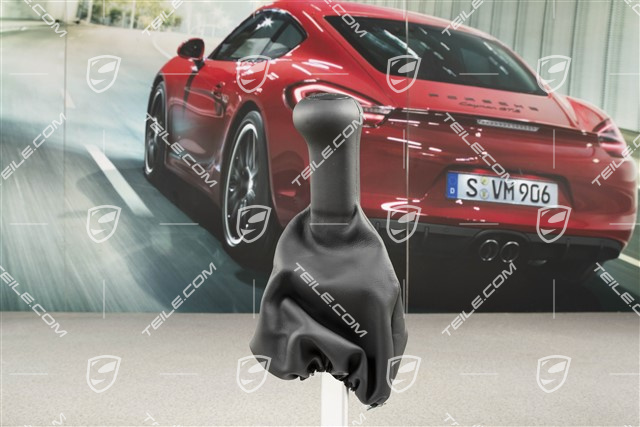 Gear shift knob, 6-speed, black leather