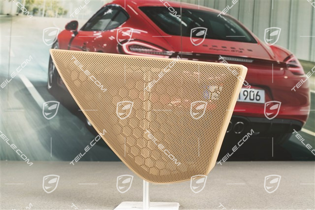 Kratka osłaniająca głośnik basowy w tapicerce drzwi, drzwi przednie, beżowa, R