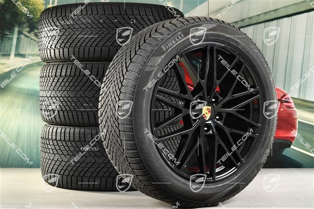 21" RS Spyder Design Winterräder Satz, Felgen 9,5J x 21 ET46 + 11,0J x 21 ET58 + Pirelli Winterreifen 285/45 R21 + 305/40 R21, mit RDK-Sensoren, schwarz hochglanz