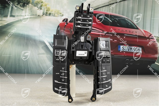 Bedienteil  / Schalttafel - Klimaanlage, Regelbare Sitzheizung, Elektrisches Rollo an Heckscheibe, 4-Zonen-Klimaanlage, Schwarzmatt / Chrom