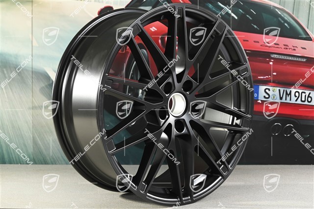 22-inch Macan RS Spyder Design wheel rim, 9J x 22 ET29, in black satin mat