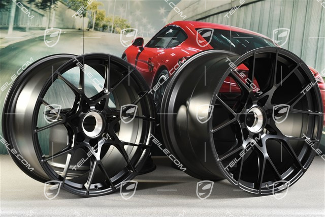 20"+21" GT3RS komplet felg, felgi 10J x 20 ET45 + 13J x 21 ET31, czarny satynowy mat