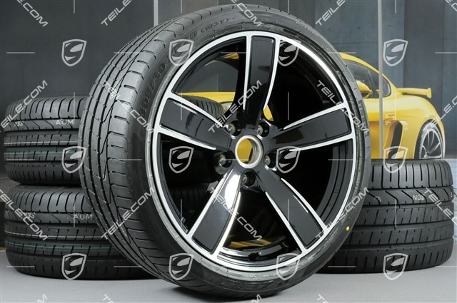 20-inch summer wheels set Carrera Sport, rims 8,5J x 20 ET49 + 11,5J x 20 ET56 + NEW summer tyres 245/35 R20 + 305/30 R20, black high gloss
