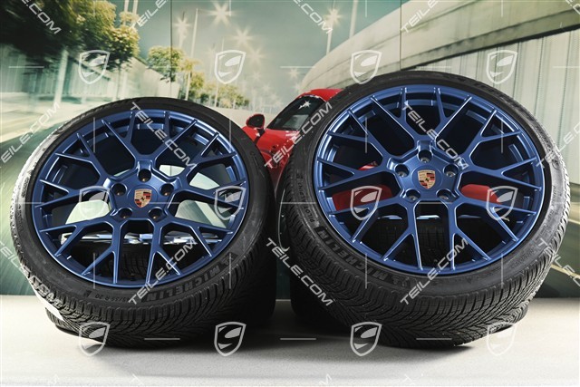 20"+21" RS Spyder Design Winterrädersatz, Felgen 8,5J x 20 ET50 + 11J x 21 ET82 + NEUE Michelin Winterreifen 245/35 R20 + 305/30 R21, mit RDK-Sensoren, Indigoblau