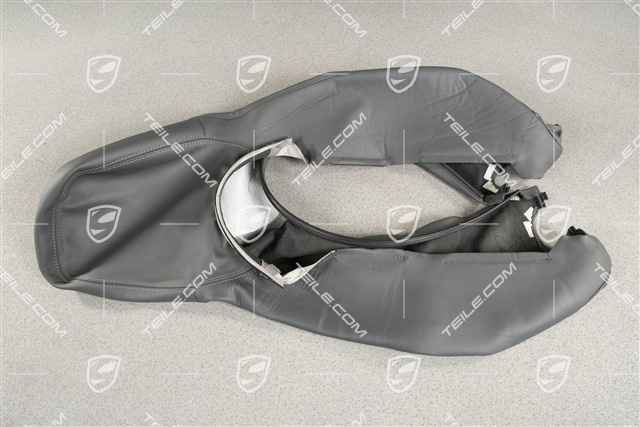 Front seat, Backrest cover, Leather, Comfort seat, Stone grey, L