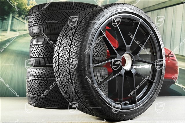 20"+21" Carrera GTS winter wheel set, with central locking, wheel rims 8,5J x 20 ET50 + 11J x 21 ET82 + Goodyear winter tyres 245/35 R20 + 305/30 R21, with TPMS, Anthracite Grey