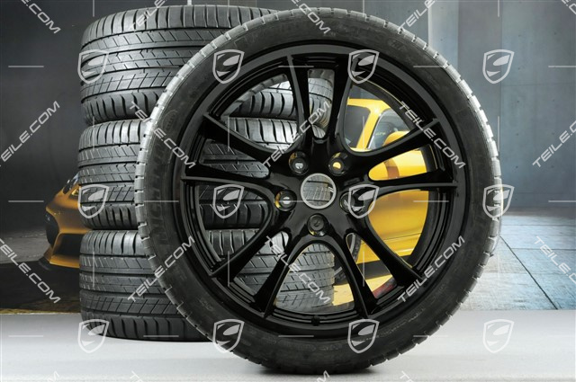 21" Sommerräder Satz, Cayenne Sport / GTS, neuwertige Felgen 10J x 21 ET50 + 10Jx21 ET50 + NEUE Reifen 295/35 R21, in Schwarz