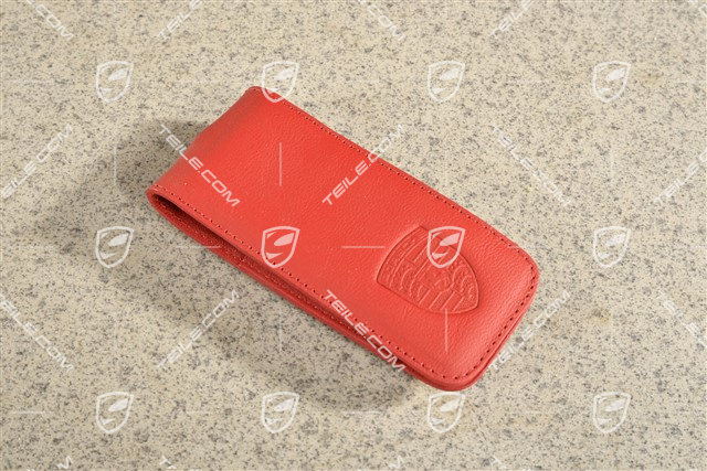 Pokrowiec na kluczyk, skóra, czerwony