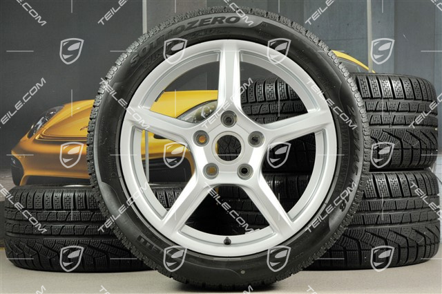 18" Boxster winter wheel set, 8J x 18 ET57 + 9J x 18 ET47 + winter tyres Pirelli Sottozero II 235/45 R18 + 265/45 R18, without TPMS.