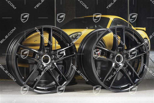 19" Komplet felg Panamera Turbo II, 10J x 19 ET61 + 9J x 19 ET60, czarny wysoki połysk