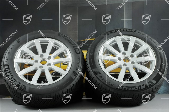 19" koła zimowe Cayenne S, komplet, felgi 8,5J x 19 ET47 + 9,5J x 19 ET54 + opony zimowe Michelin 255/55 R19 + 275/50 R19, z czujnikami ciśnienia