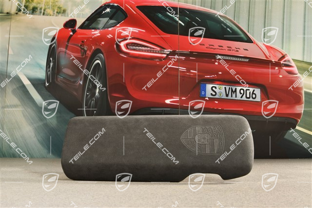 Armrest / tunnel, trim cover, Alcantara with embossed porsche crest, Black