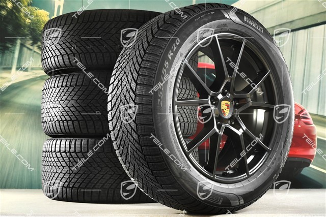 20-inch Cayenne S winter wheel set, rims 9J x 20 ET50 + 10,5J x 20 ET55 + Pirelli winter tyres 255/55 R20 + 295/45 R20, with TPMS, black satin matt
