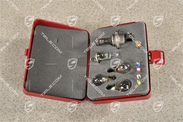 Pudełko z zapasowymi żarówkami i bezpiecznikami / 12V, do Porsche 911 model F od 1969 do 1973 r.