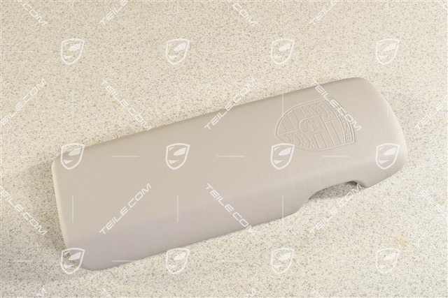 Armlehne Deckel mit geprägtem Porsche Wappen, Platingrau