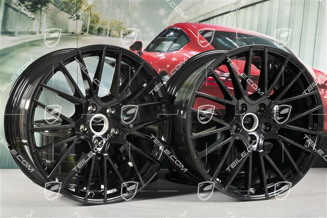 21" Komplet felg Cayenne RS Spyder, 11J x 21 ET49 + 9,5J x 21 ET46, czarny wysoki połysk, do Cayenne Coupé