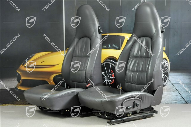 Fotele, regulowane elektrycznie, podgrzewane, reg. lędźwia, skóra, Space grey, komplet (L+R)