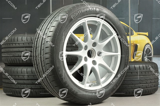 18" Komplet kół letnich Panamera S, felgi 8J x 18 ET59 + 9J x 18 ET53 + NOWE opony Continental  245/50 18 + 275/45 18