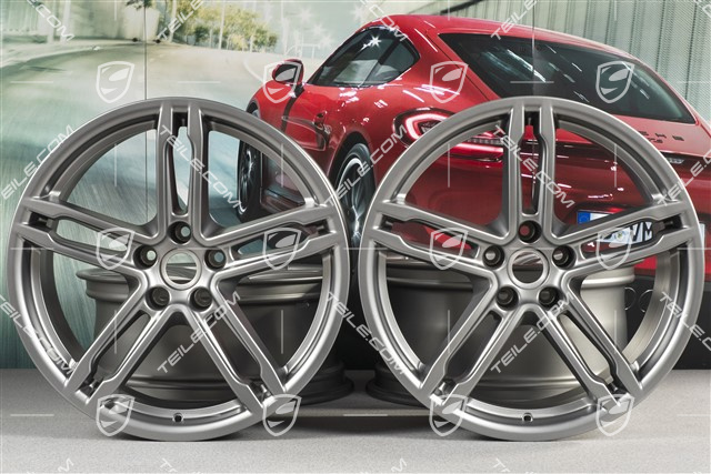 19" Komplet felg Macan Turbo, 8J x 19 ET21 + 9J x 19 ET21, Platynowe półmat