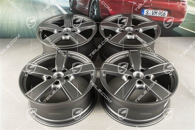20-inch wheel rim set, Cayenne Sport Classic Comfort, 9J x 20 ET50 + 10,5J x 20 ET64, Platinum satin-matt