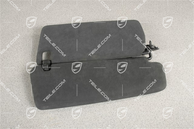 Blenda przeciwsłoneczna, z lusterkiem, Czarna, Alcantara, L