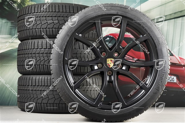 21" Cayenne COUPE Exclusive Design Winterräder Satz, Felgen 9,5J x 21 ET46 + 11,0J x 21 ET49 + Continental  Winterreifen 275/40 R21 + 305/35 R21, mit RDK-Sensoren, Schwarz-Seidenmatt