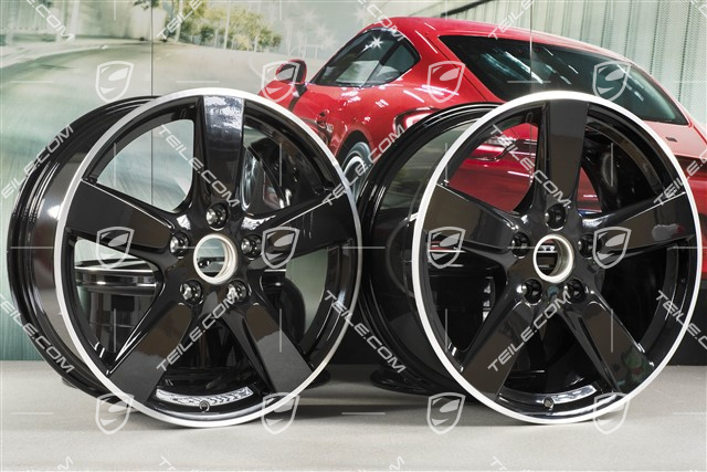 19" Cayman S Felgensatz, 8J x 19 x ET 57 + 9,5J x 19 x ET 45, Felgenstern in Schwarz