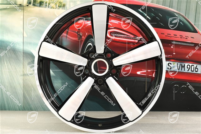 20+21-inch wheel rim set Carrera Exclusive, rims: front 9,5J x 20 ET44 + hinten 12J x 21 ET70, black high gloss