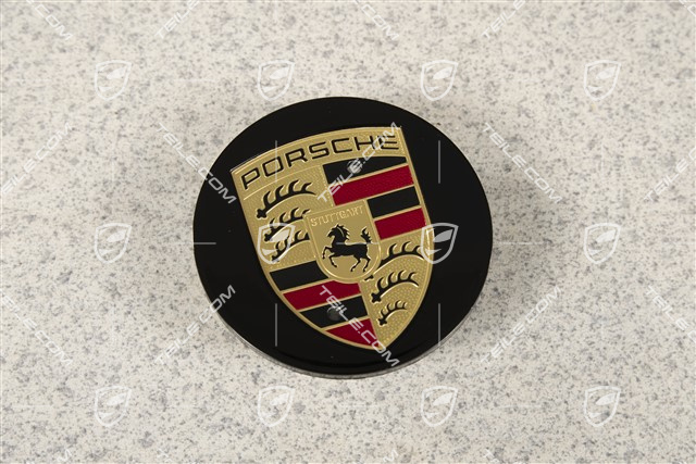 Radzierdeckel, konkav, Wappen farbig, schwarz hochglanz