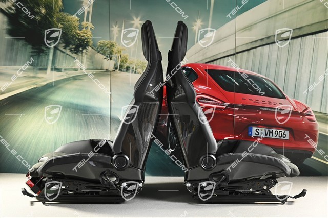 GT3 Klappschalensitze, Carbon, Stoff+Leder, schwarz/silber, Satz (links + rechts)