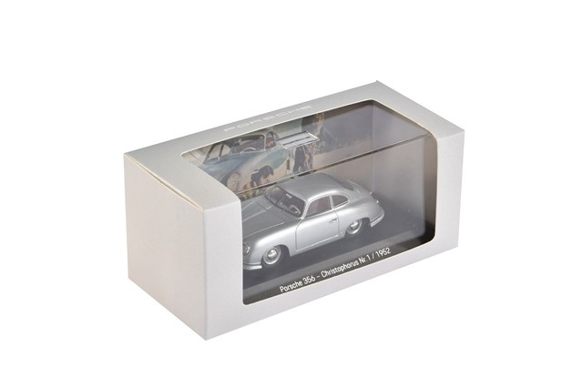 Modellauto Porsche 356, Christophorus No. 1, 1952, silber, Maßstab 1:43