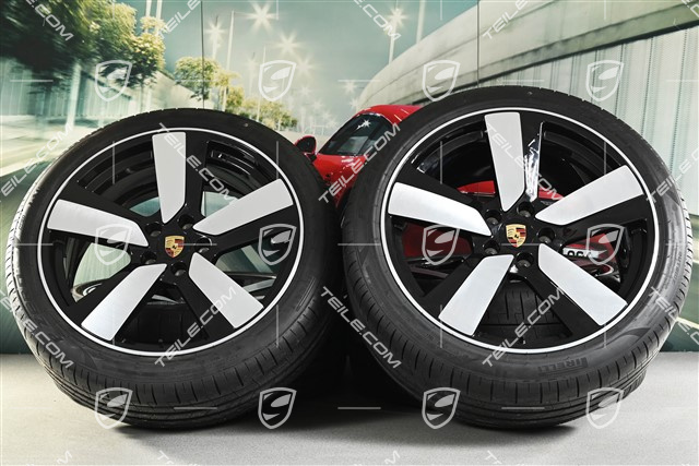 22-inch "Macan Sport" summer wheels set, rims 9J x 22 ET29 + 11J x 22 ET47, Goodyear summer tyres 255/40 R 22 + 295/35 R 22, black high gloss