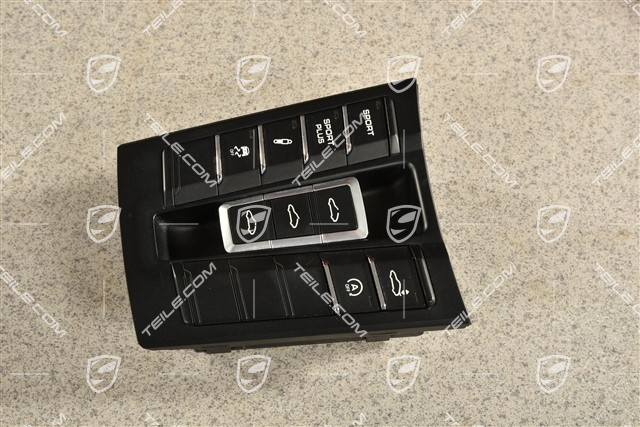 Control panel / switchboard centre console repair kit, sliding roof, coupe, black matte/ hi-gloss chrome