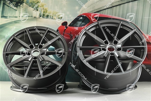 20+21-inch wheel rim set Carrera S, rims: front 8,5J x 20 ET53 + rear 11,5J x 21 ET67, platinum satin matt