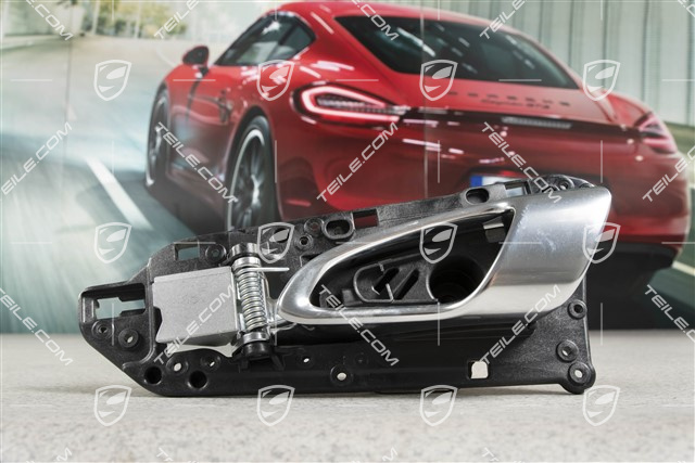 TuerOeffner / Türöffner / Innenbetaetigung, Hinten, Schwarzmatt/ Galvanosilber, L